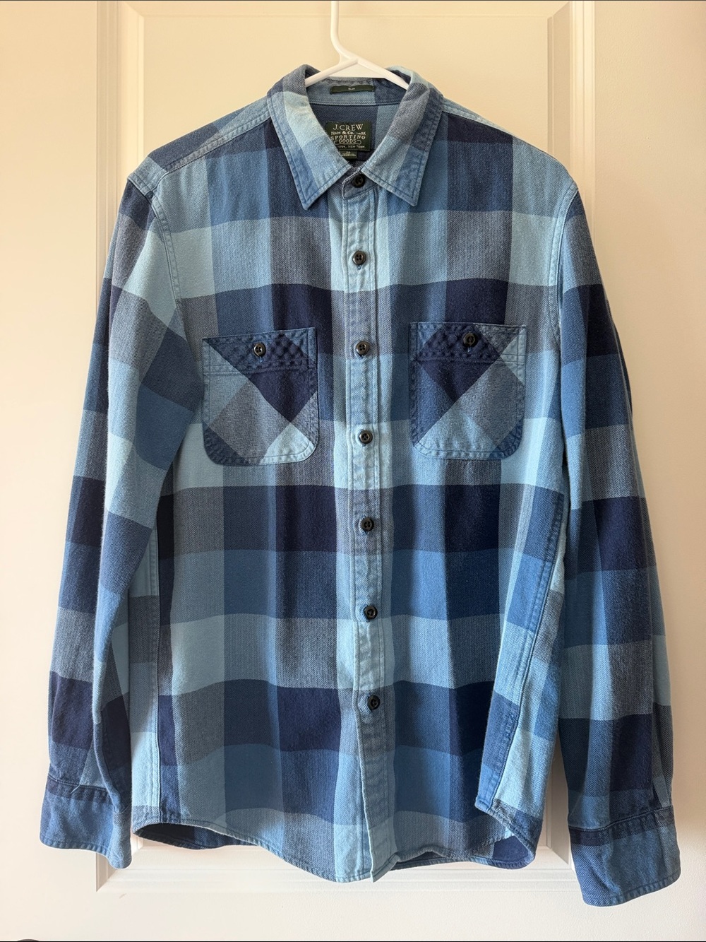 J. Crew Men’s Two-Tone Blue Plaid Button-Down Shirt, Size Medium, Slim Fit